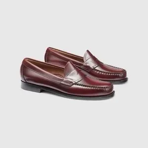 GH Bass & Co Weejuns Mens 9.5D Logan Flat Strap Loafers Wine Leather Slip-ons GH Bass Weejuns Logan Wine Leather Flat Half Strap Penny  main image 3